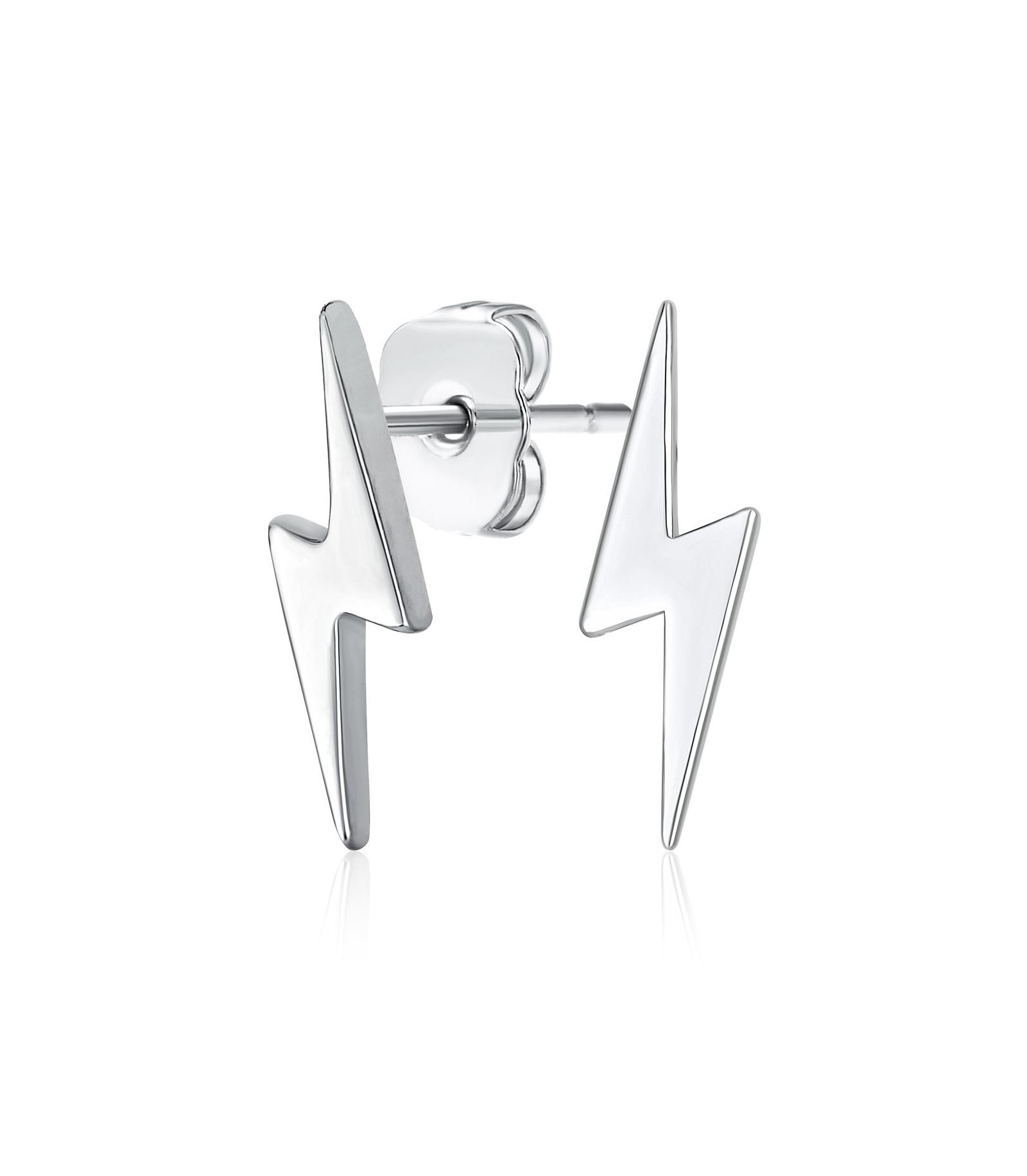 Bling Jewelry серьги-гвоздики Tiny Zig Zag Electrify Flash Lightning Bolt, серебро 925 Sterling Silver