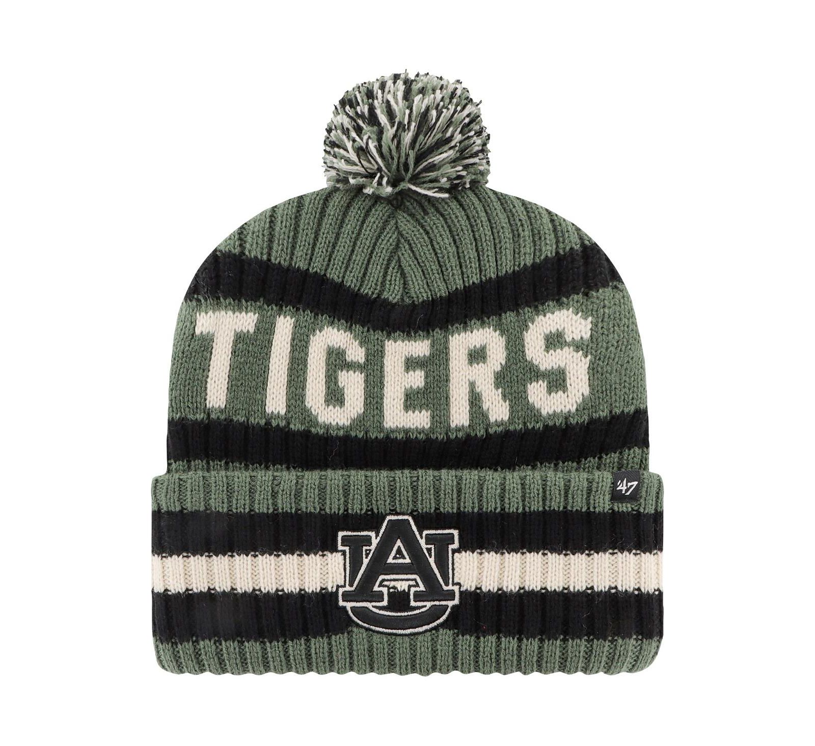 '47 Brand Men's Green Auburn Tigers OHT Military Appreciation Bering Cuffed with Pom Knit Hat