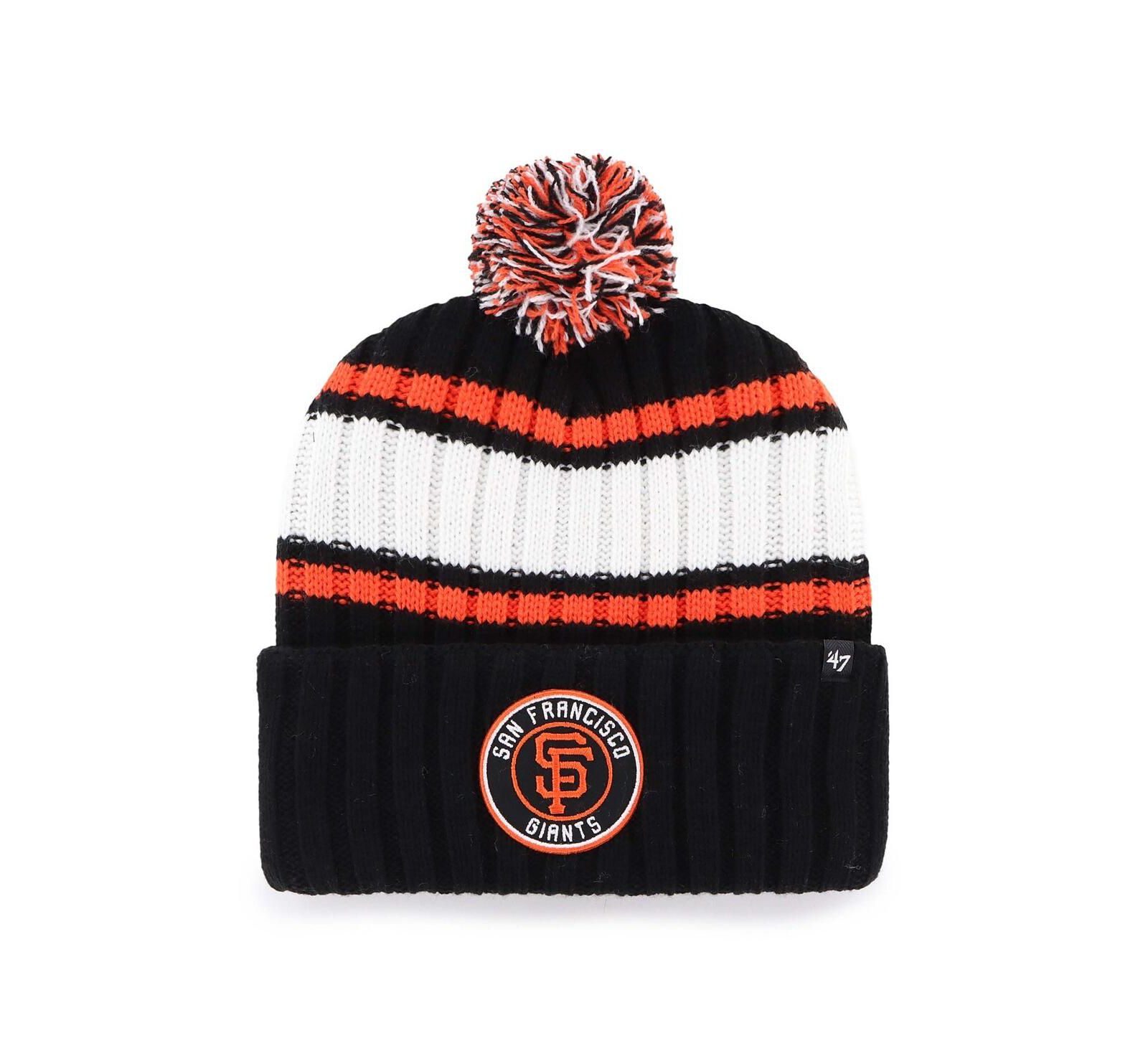 '47 Brand Men's Black San Francisco Giants Plateau Cuffed with Pom Knit Hat