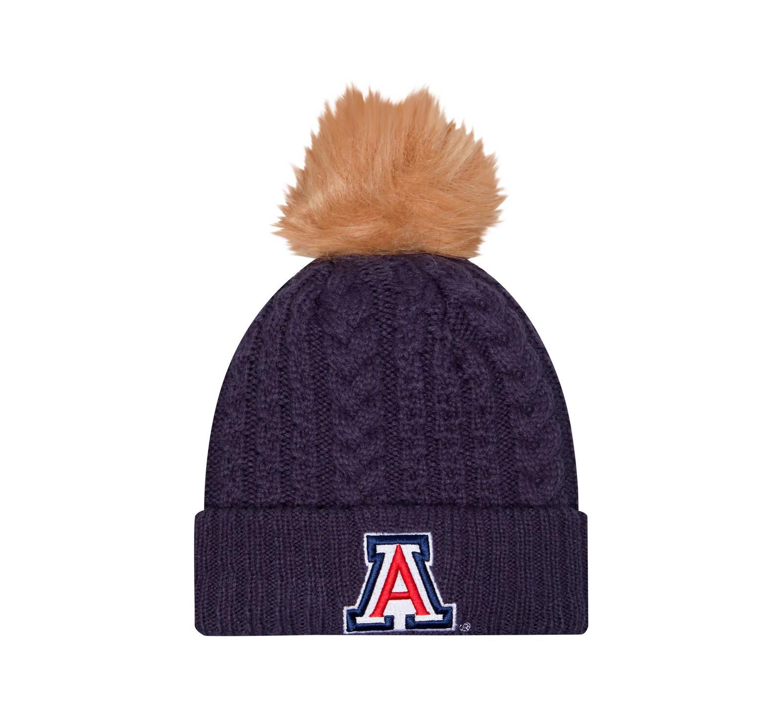 Женская вязаная шапка New Era Arizona Wildcats Luxury Cuffed с помпоном