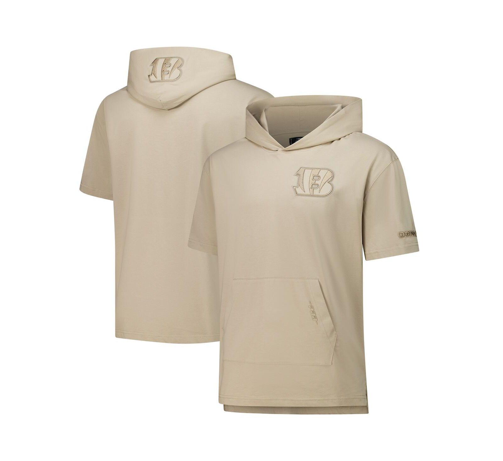 Мужское худи Pro Standard Tan Cincinnati Bengals Neutrals Capsule Short Sleeve Pullover