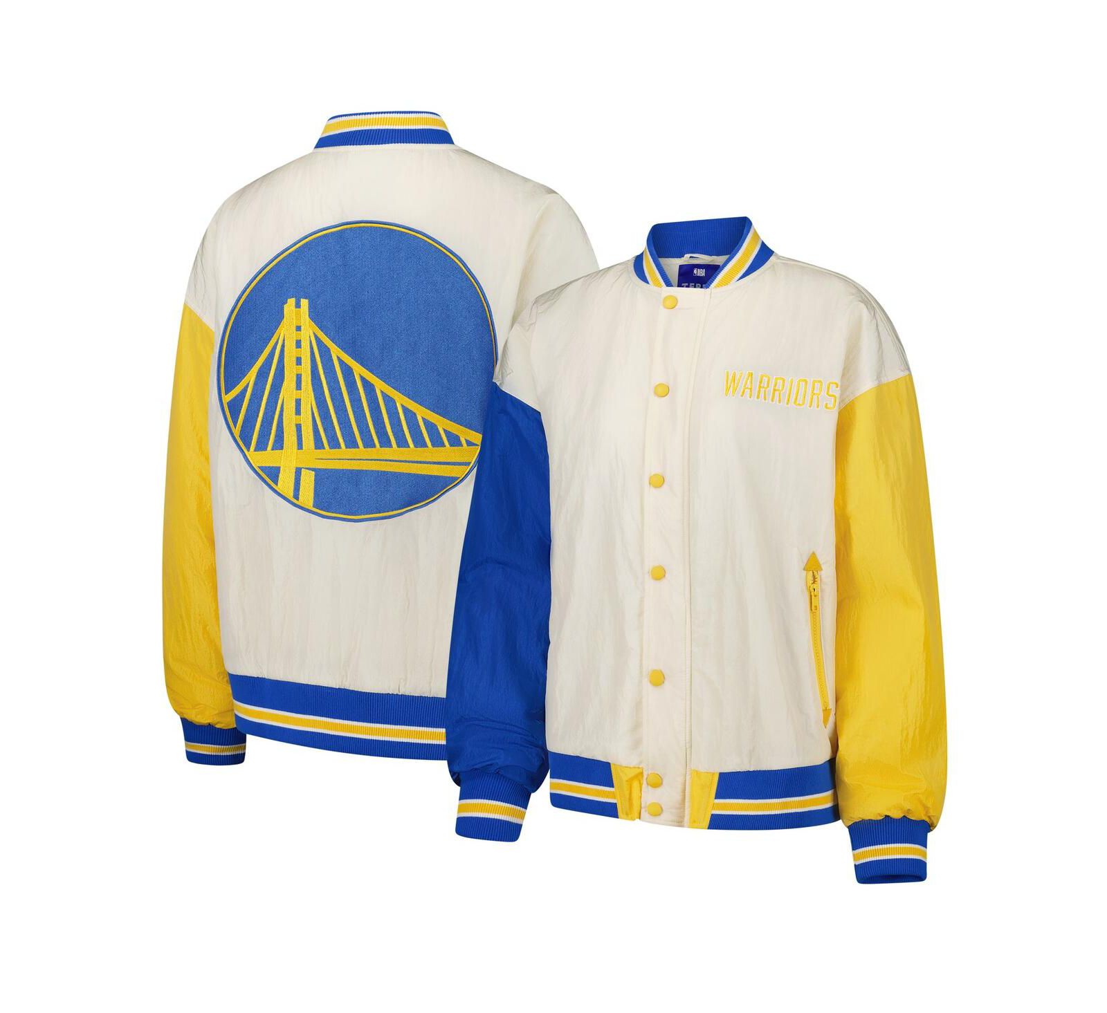 Terez Women's White Golden State Warriors Full-Snap Bomber Jacket
