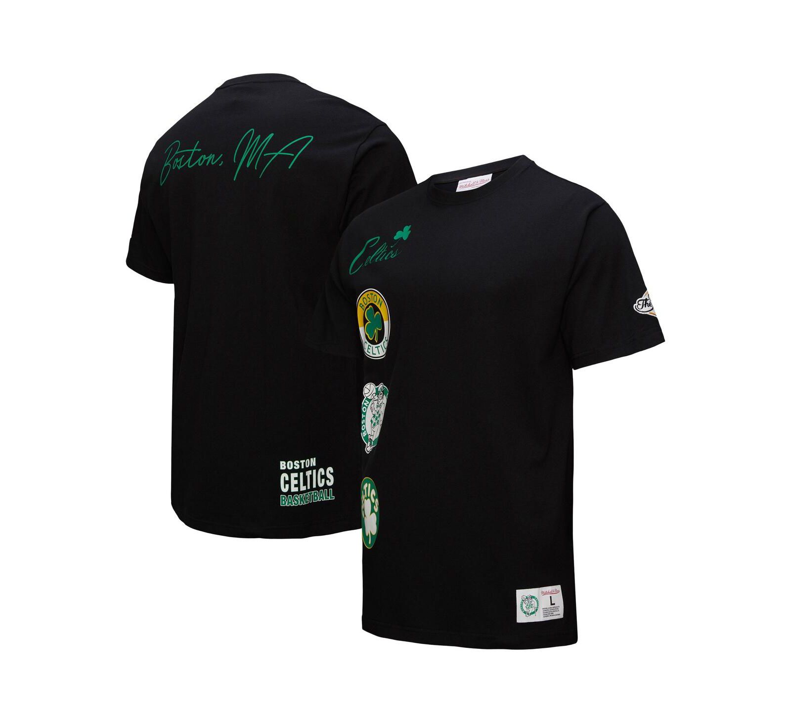 Футболка Mitchell & Ness Men's Black Boston Celtics Black Out Collection Vintage Premium T-Shirt