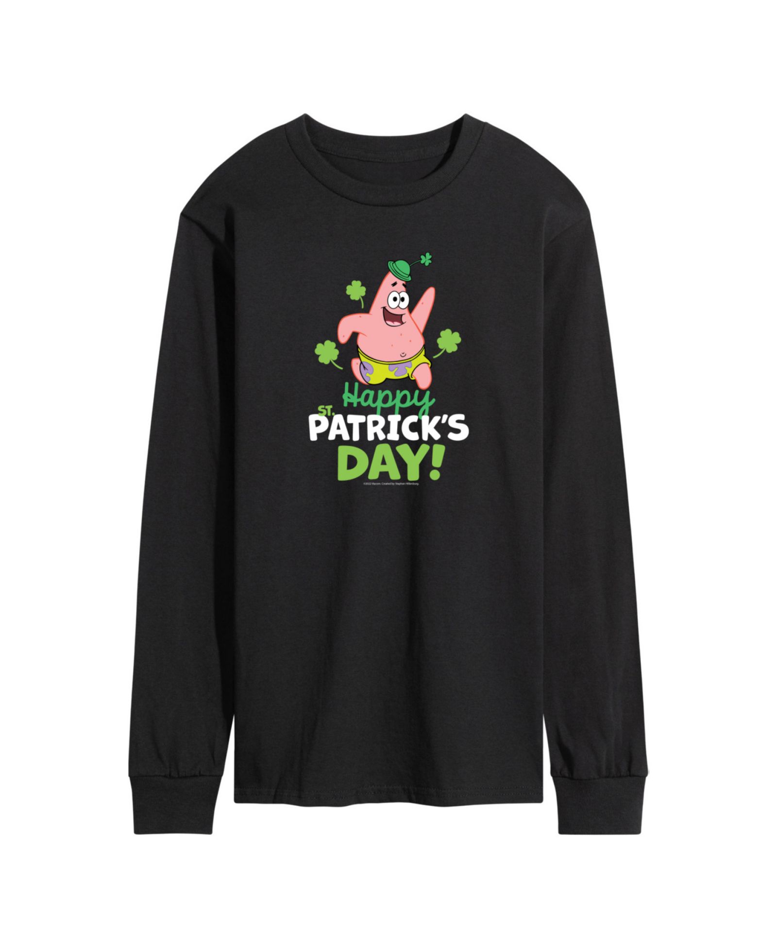 AIRWAVES Men's SpongeBob SquarePants Happy Patrick's Day Long Sleeve T-Shirt