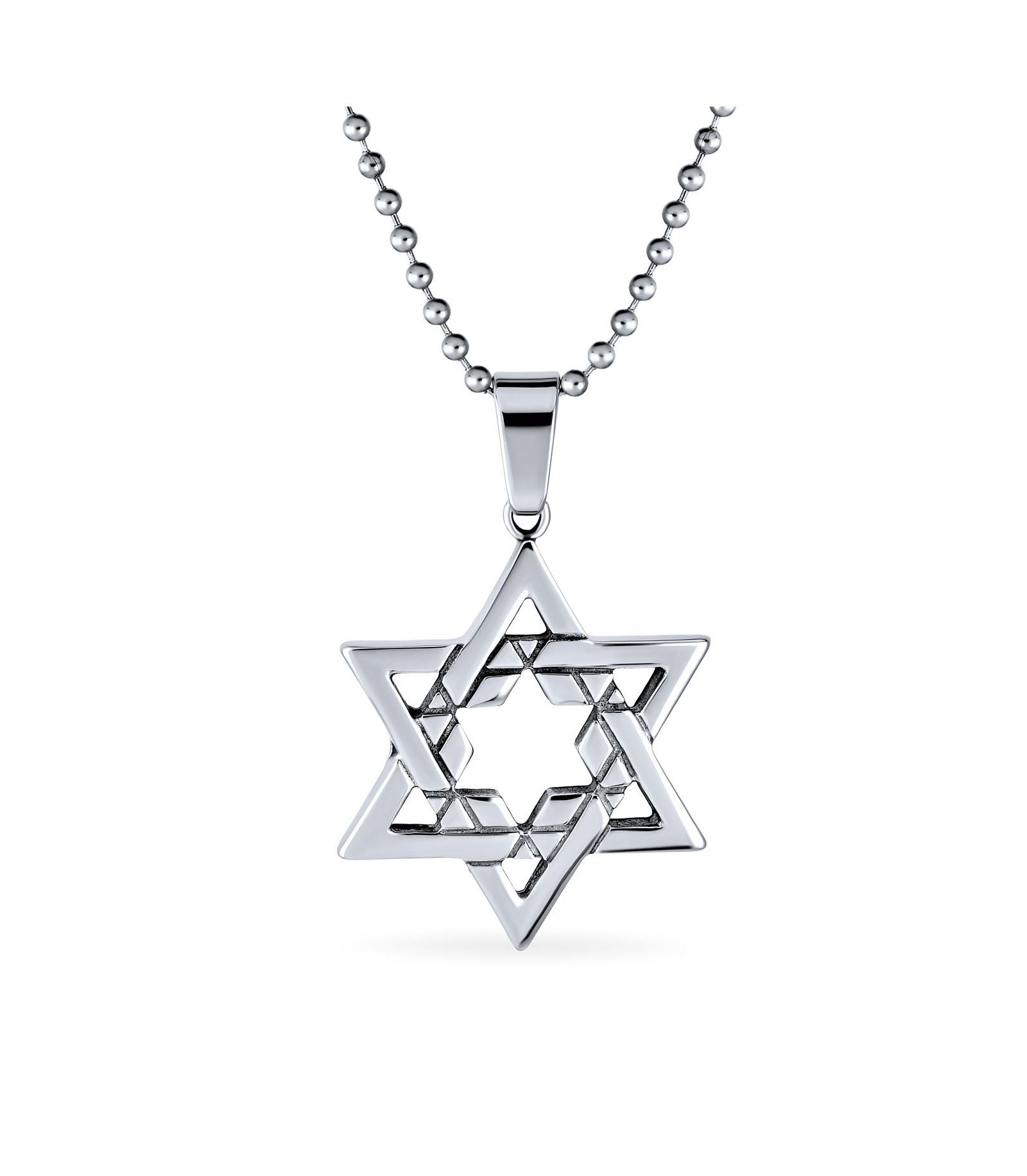 Серебряное ожерелье Bling Jewelry с кулоном "Звезда Давида"