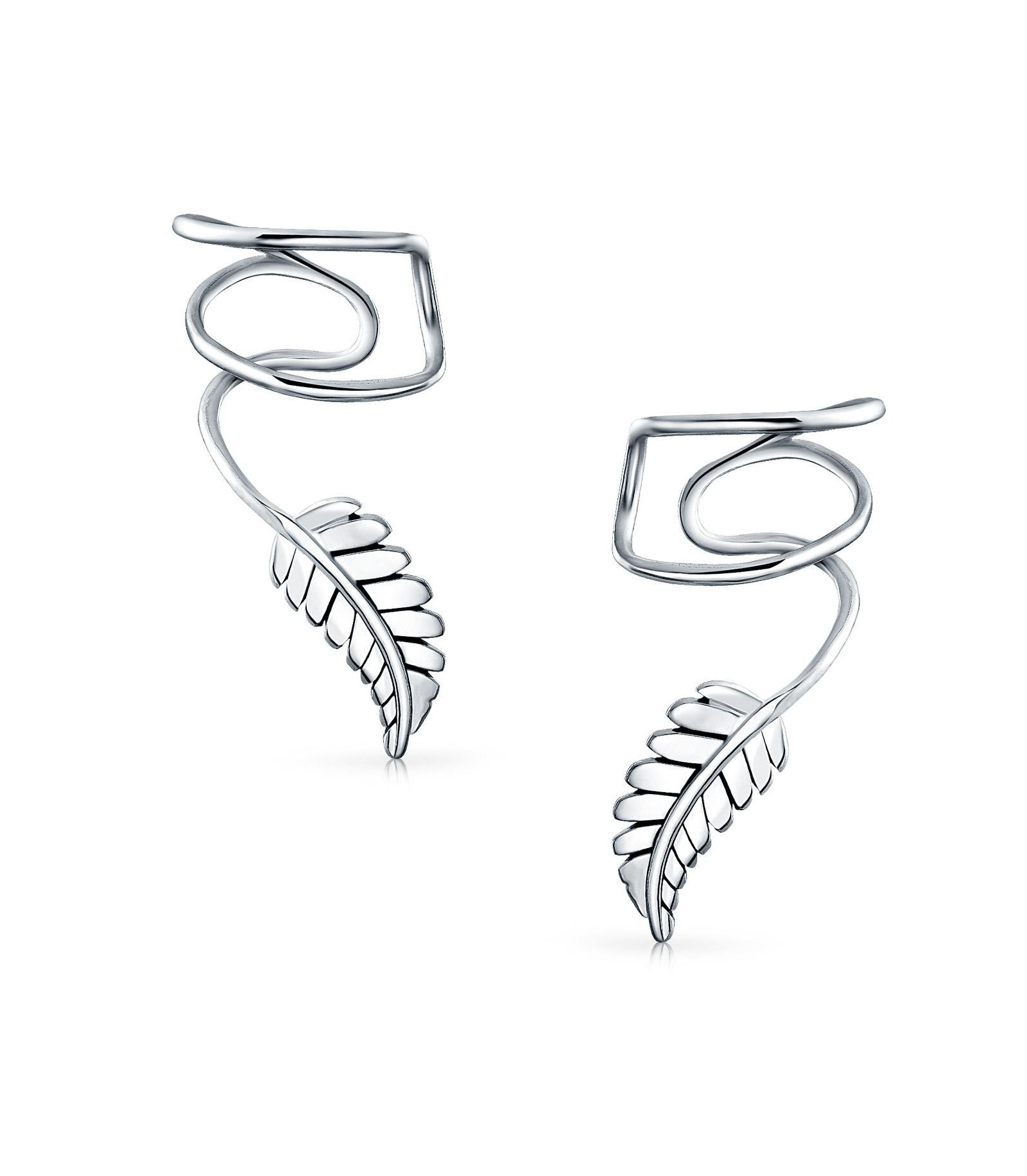 Серьги-кафф Bling Jewelry Nature Leaf из стерлингового серебра без прокола