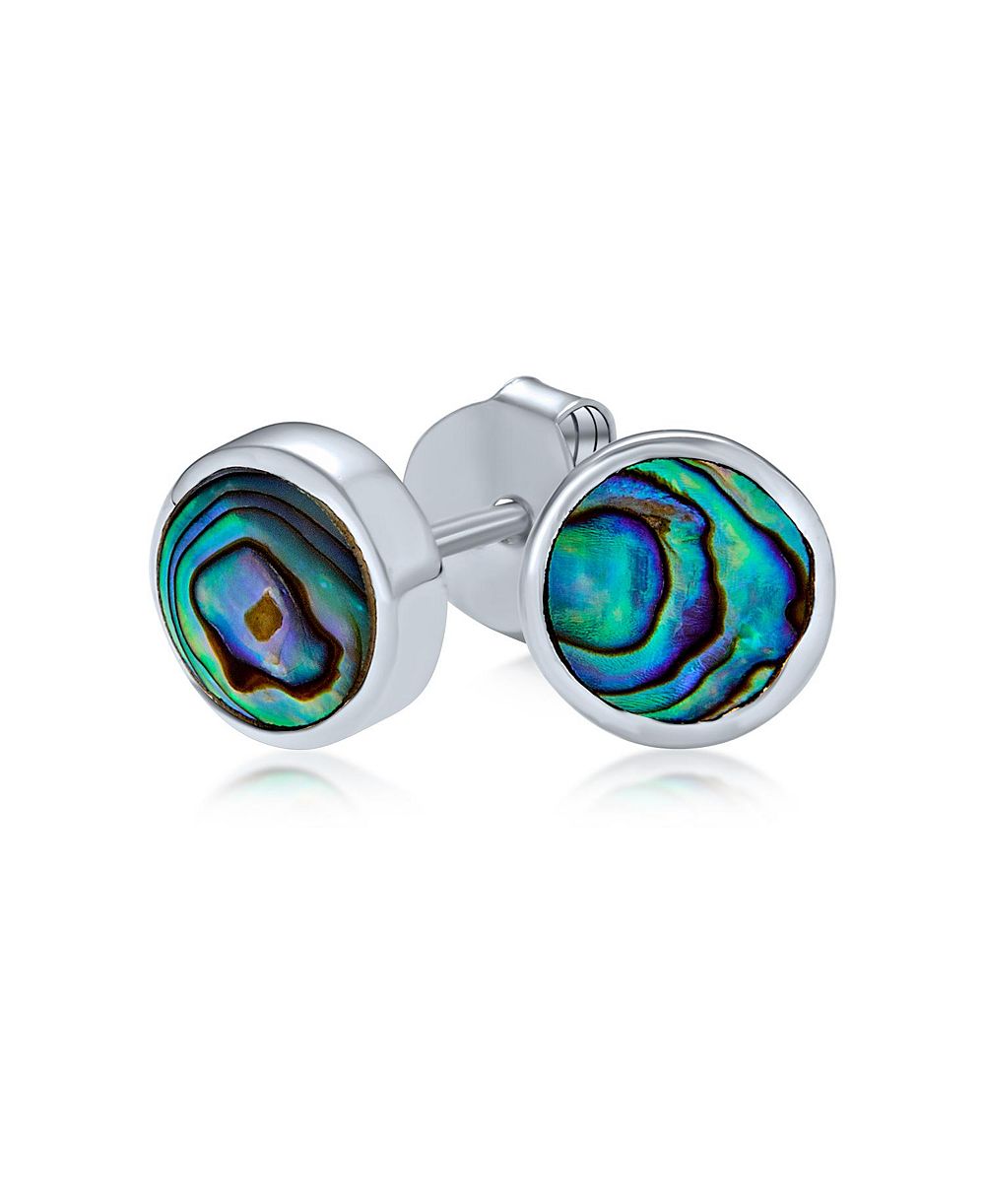 Bling Jewelry серьги-гвоздики с перламутром, sterling silver, 7MM