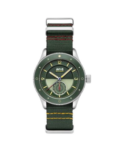 AVI-8 Мужские часы Flyboy Airmaster Sector Meca-Quartz, зеленый нейлоновый ремешок, 40mm