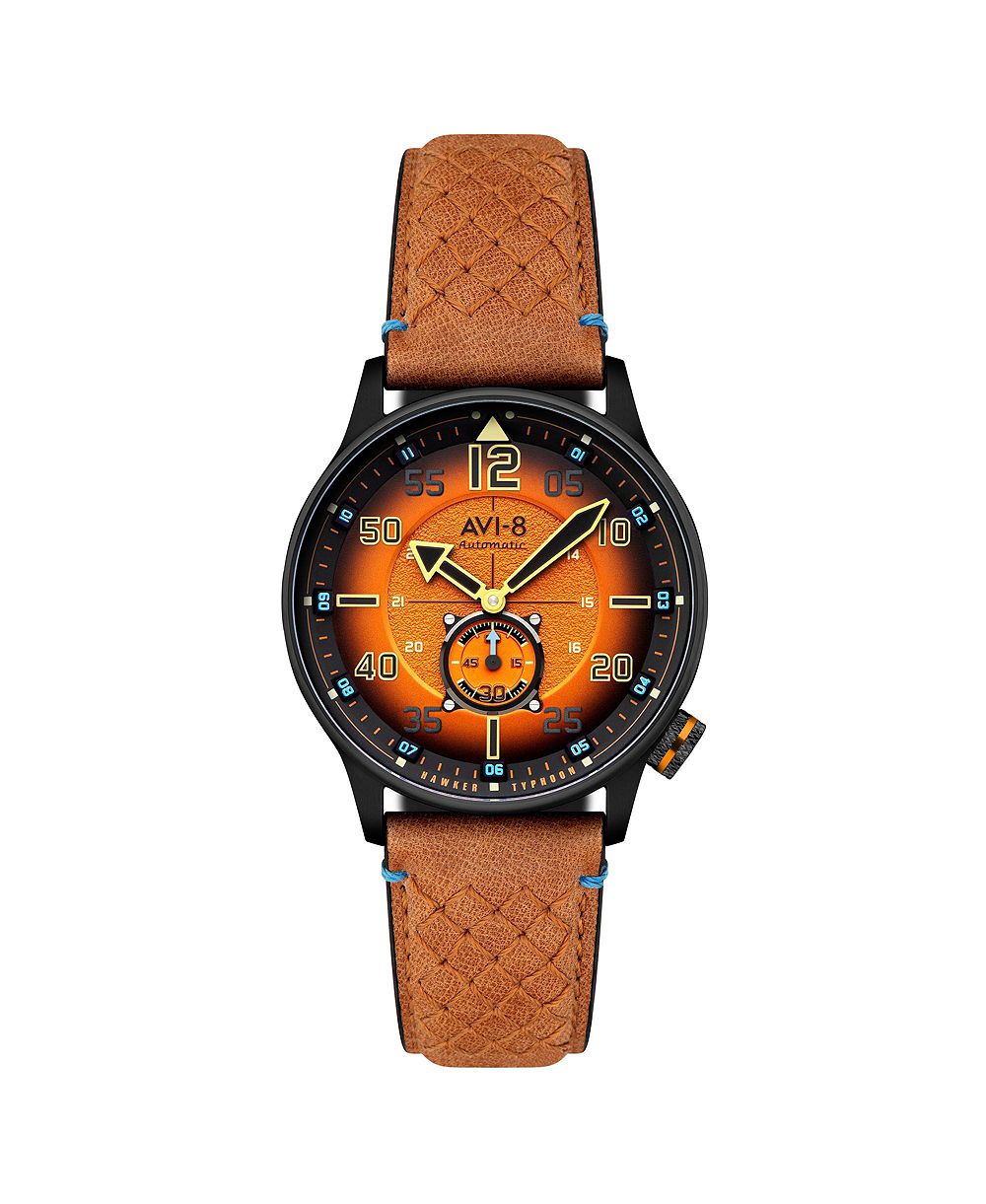AVI-8 Men's Hawker Typhoon Baldwin Automatic Brown Leather Strap Watch, 42mm
