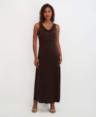 kensie Women's Draped Cowlneck Sleeveless Maxi Dress