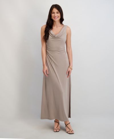 kensie Women's Draped Cowlneck Sleeveless Maxi Dress