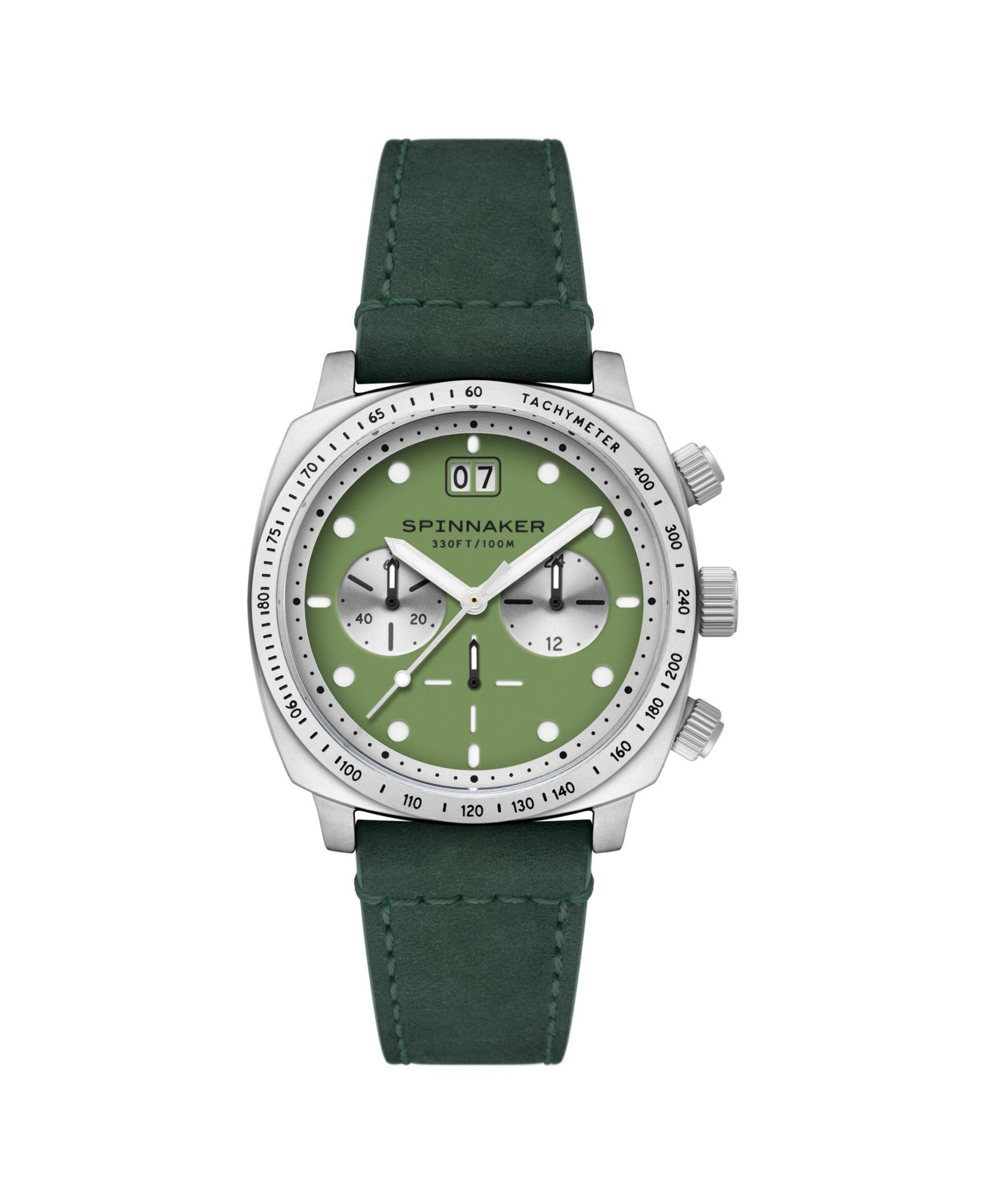 Часы Spinnaker Мужской Hull Chronograph с зеленым кожаным ремешком, 42mm