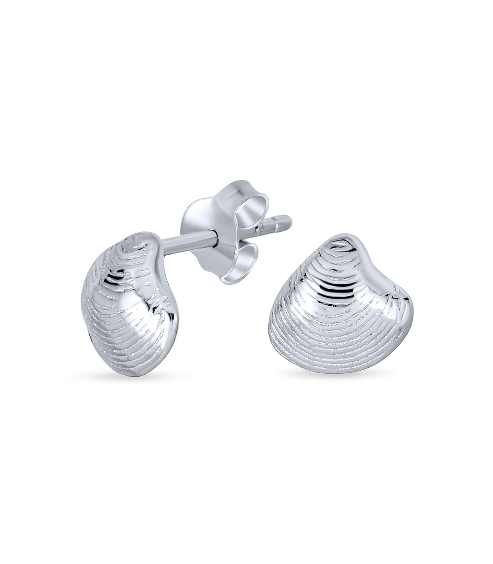 Bling Jewelry Hawaiian Beach Seashell Clam Shell Stud Earring .925 Sterling Silver