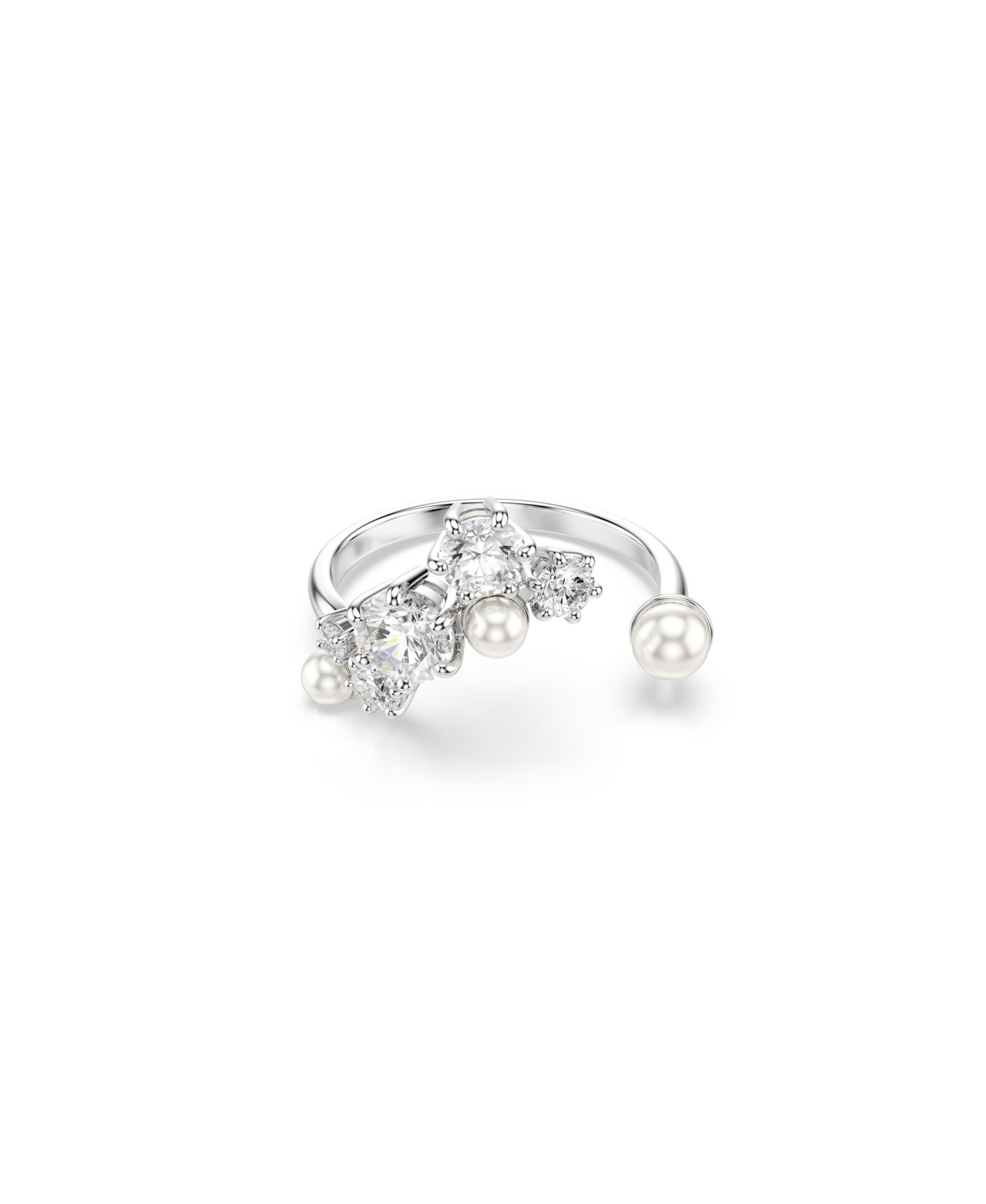 Swarovski кольцо Statement с круглыми кристаллами и жемчугом Cultivated Pearl