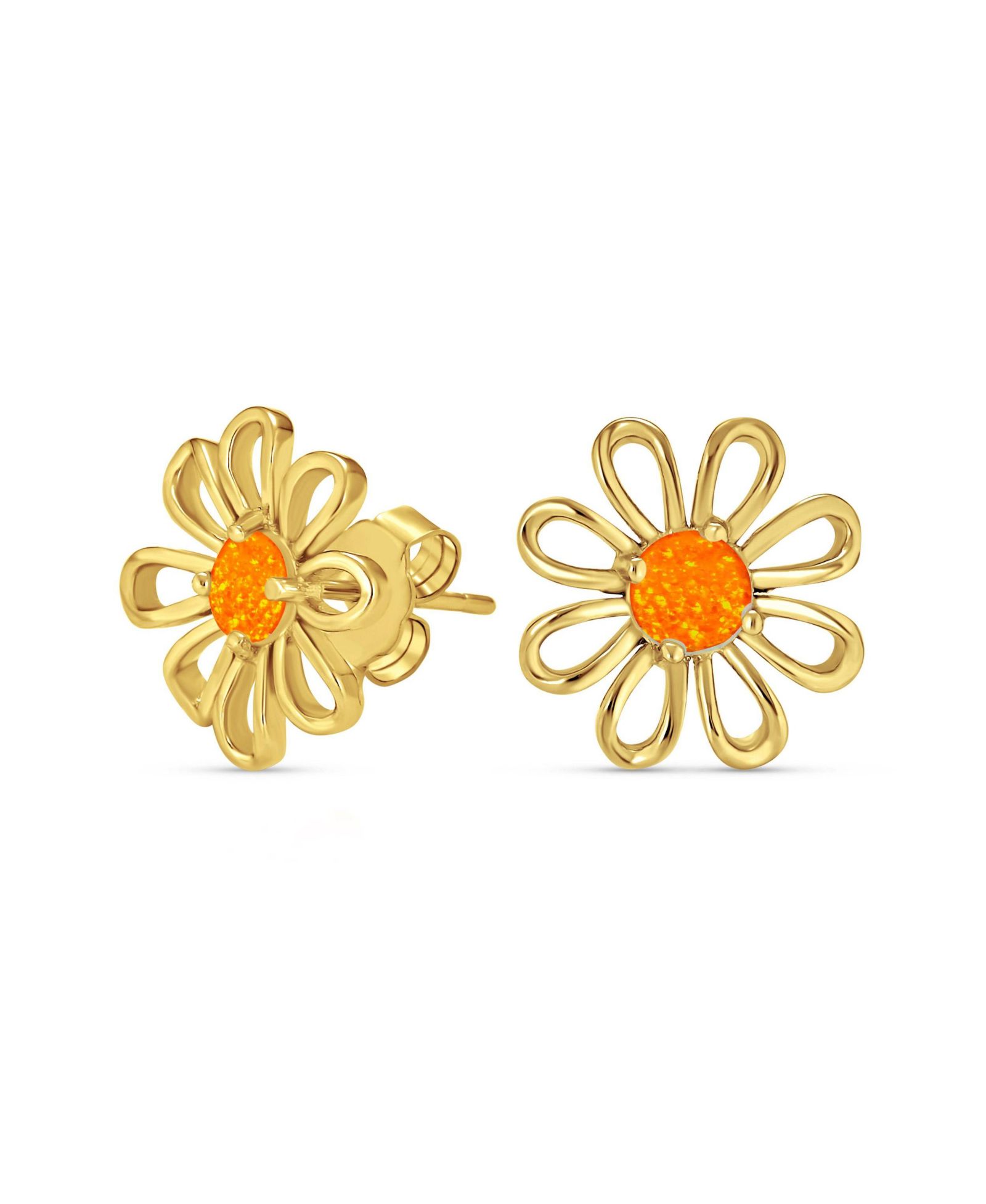 Серьги-гвоздики Bling Jewelry Fire Opal Daisy Flower Stud Sterling