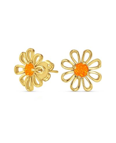 Серьги-гвоздики Bling Jewelry Fire Opal Daisy Flower Stud Sterling