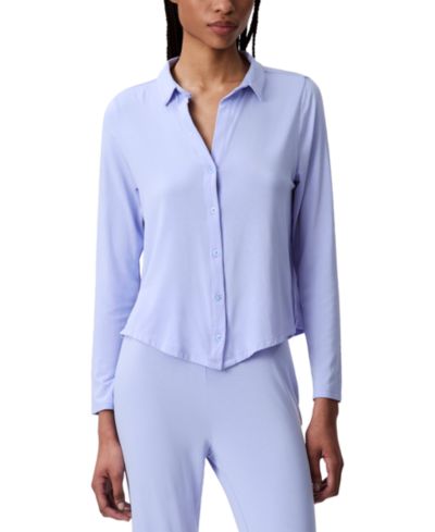 Женская ночная рубашка Calvin Klein с воротником и пуговицами QS7475