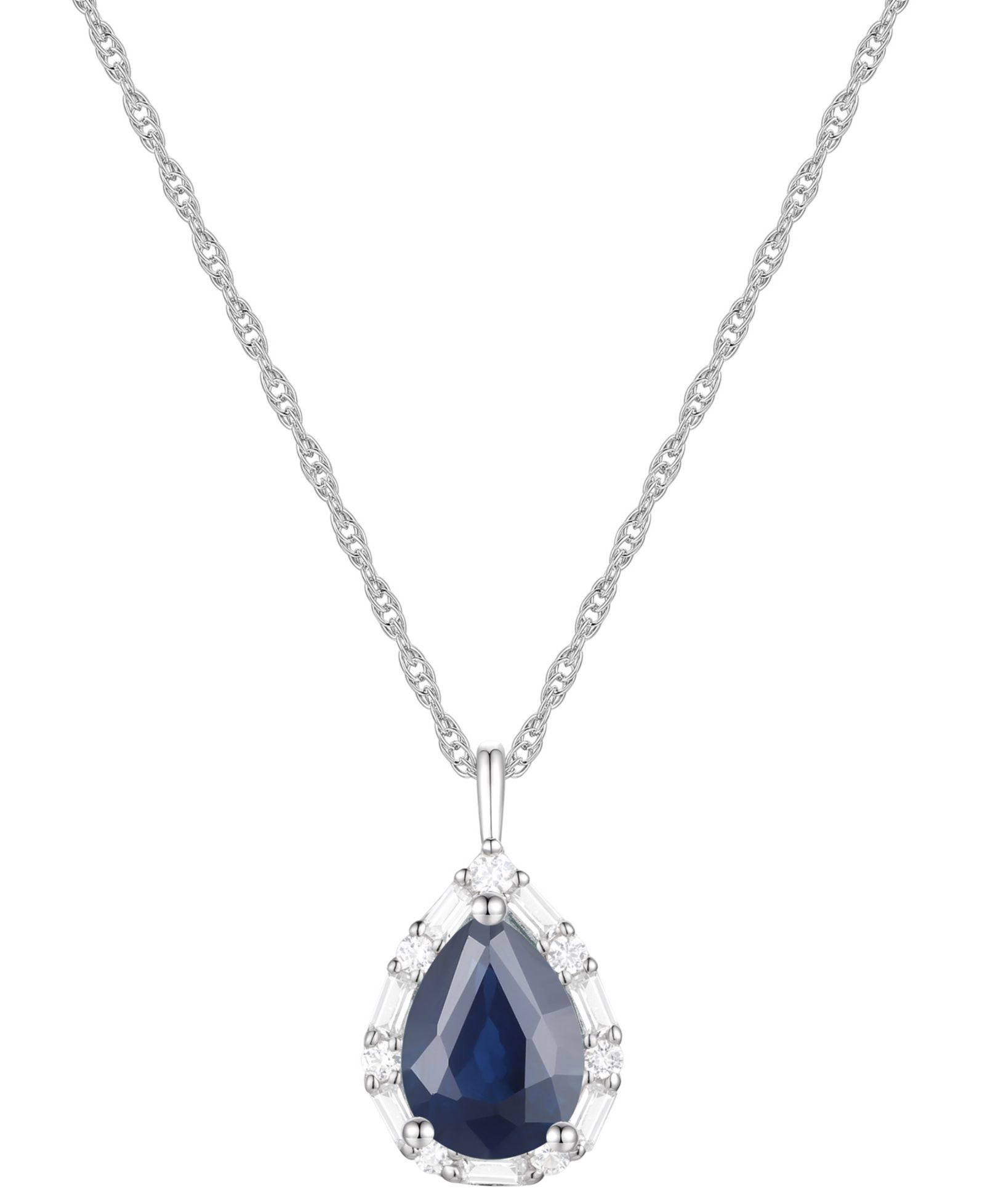 Подвеска-кулон Emerald (1 ct. t.w.) & Diamond (1/5 ct. t.w.) Teardrop Halo 18" в 14k Gold