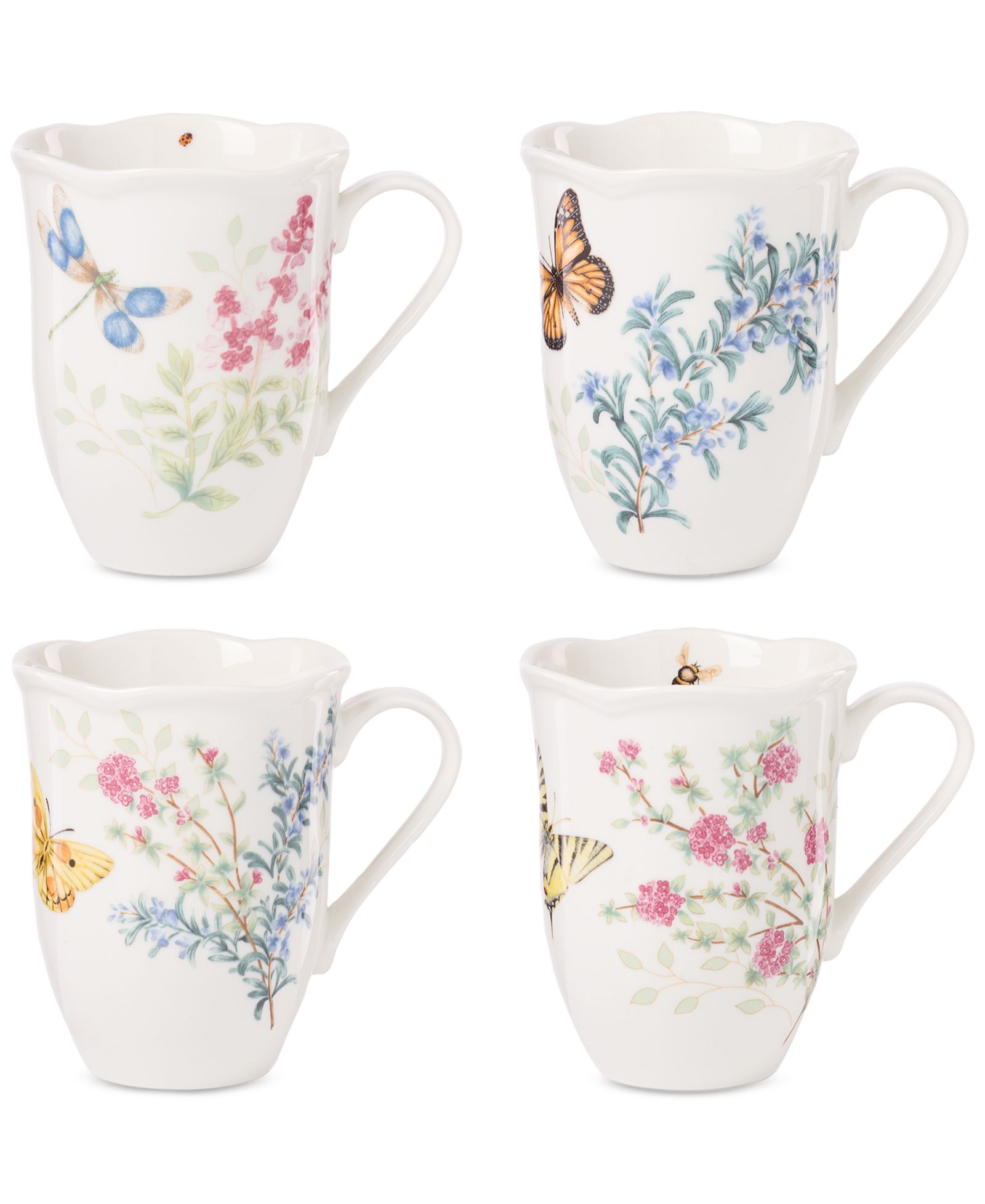 Lenox Butterfly Meadow Herbs Mugs, Set of 4