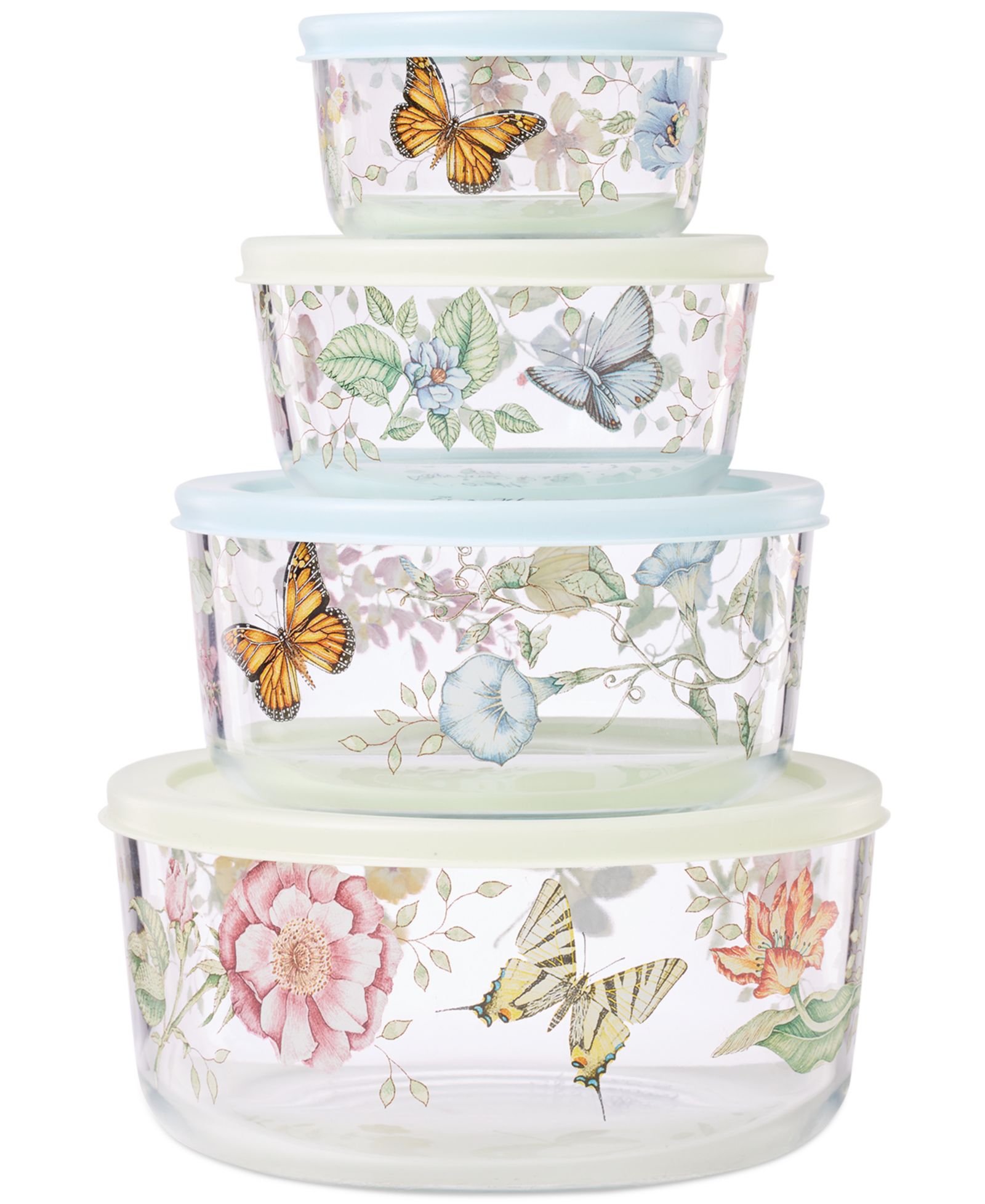 Lenox Butterfly Meadow Glass Food Storage Container with Lid, Set of 4