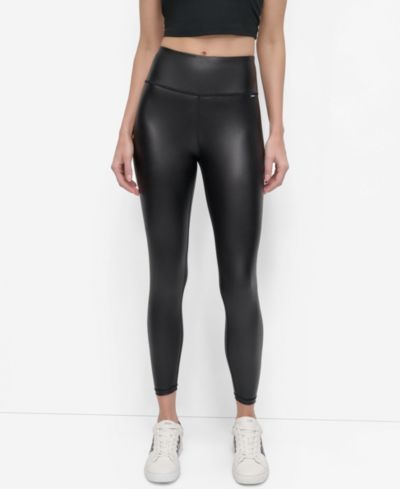 Брюки-леггинсы DKNY для женщин с высокой талией из искусственной кожи, длина 7/8