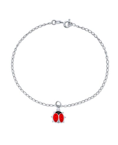 Bling Jewelry Good Luck Red Ladybug Anklet Charm Ankle Bracelet .925 Sterling Silver 9.7"