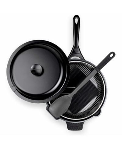 Многофункциональная сковорода для тушения granitestone Zuka Everyday Pan 3.25 Qt. Керамическая 10 in 1 с антипригарным покрытием, крышкой, нейлоновой ложкой и корзиной для пара
