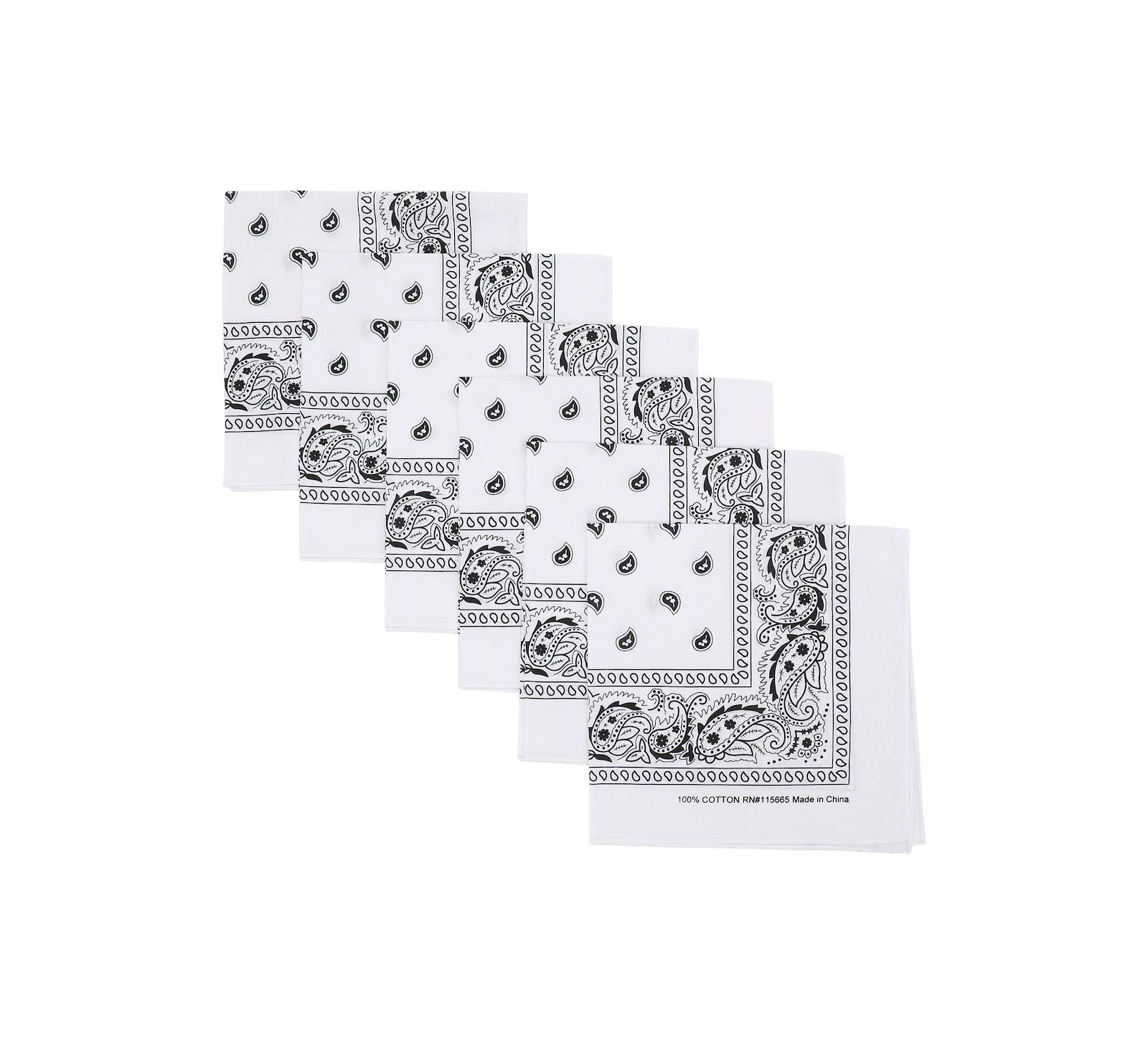 Lightweight White 22"x22" 6-Pack Bandana Set