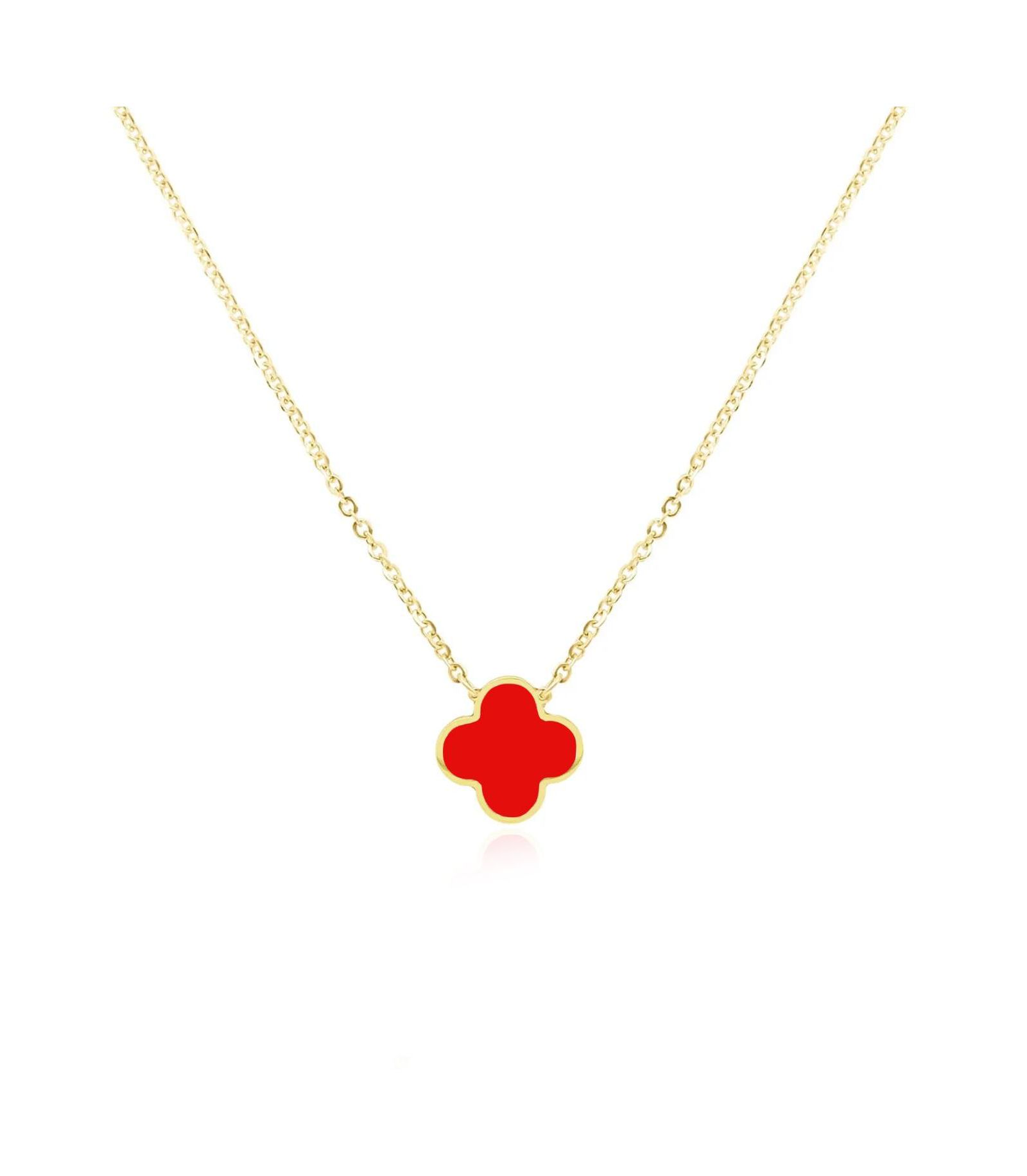 The Lovery Ожерелье Single Clover Coral