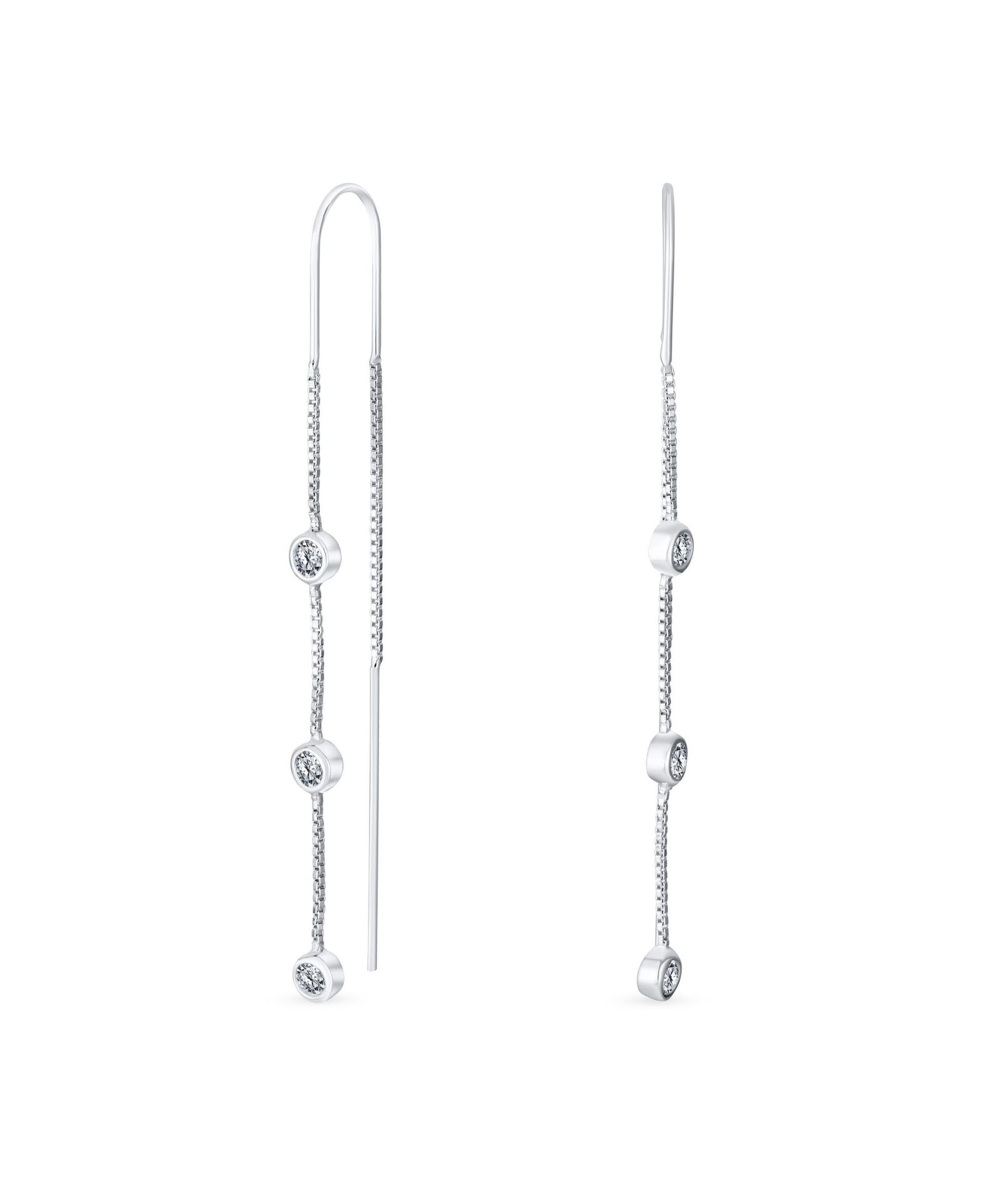 Серьги Bling Jewelry Classic Minimalist Dangle Chandelier с CZ в дизайне Sterling Linear