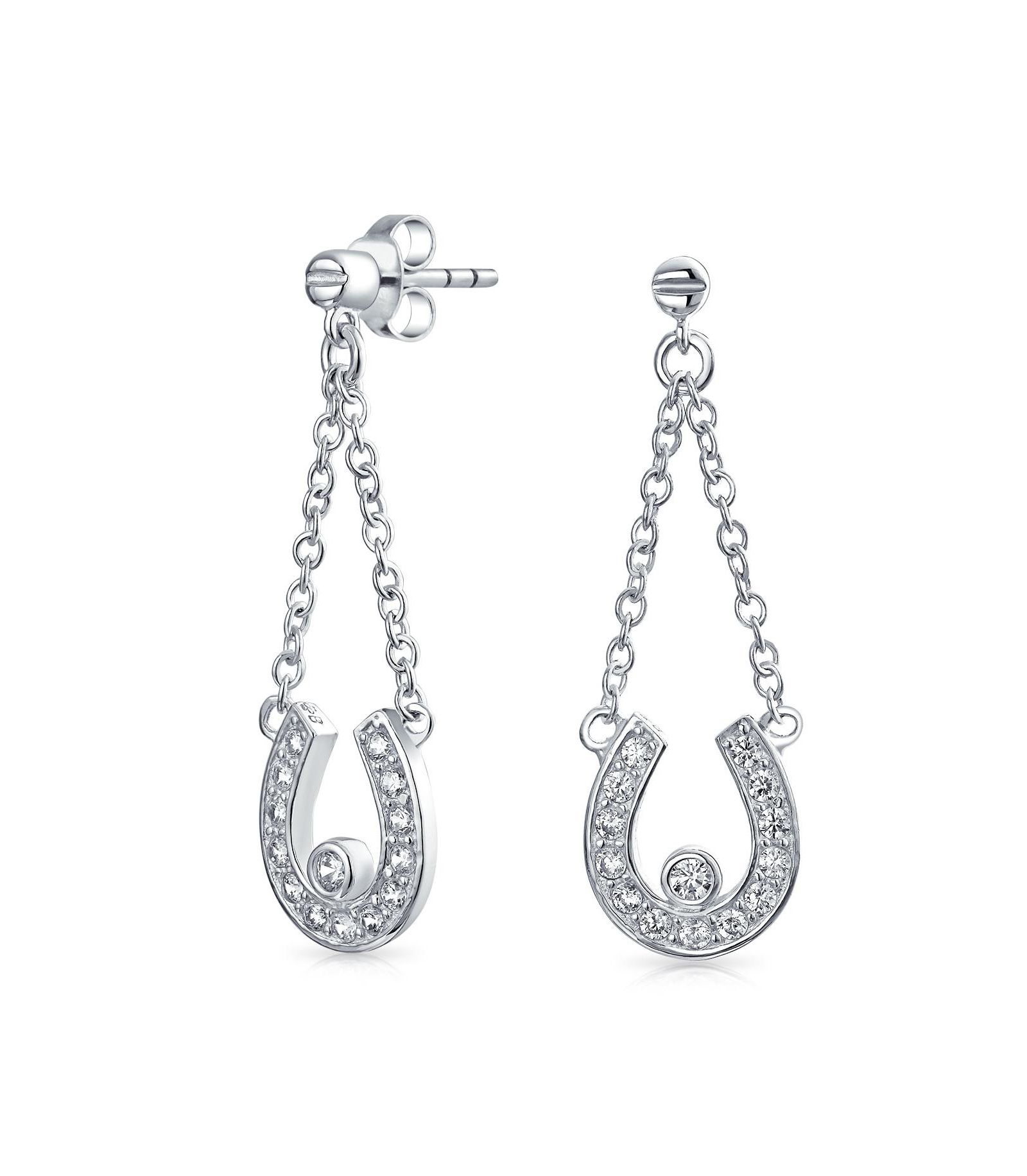 Серьги-гвоздики Bling Jewelry Lucky Equestrian CZ с дизайном Pave Horseshoe, вестерн-украшение