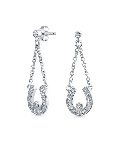 Серьги-гвоздики Bling Jewelry Lucky Equestrian CZ с дизайном Pave Horseshoe, вестерн-украшение