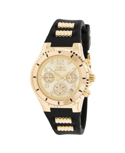 Женские кварцевые часы Invicta 36909 BLU с золотым циферблатом
