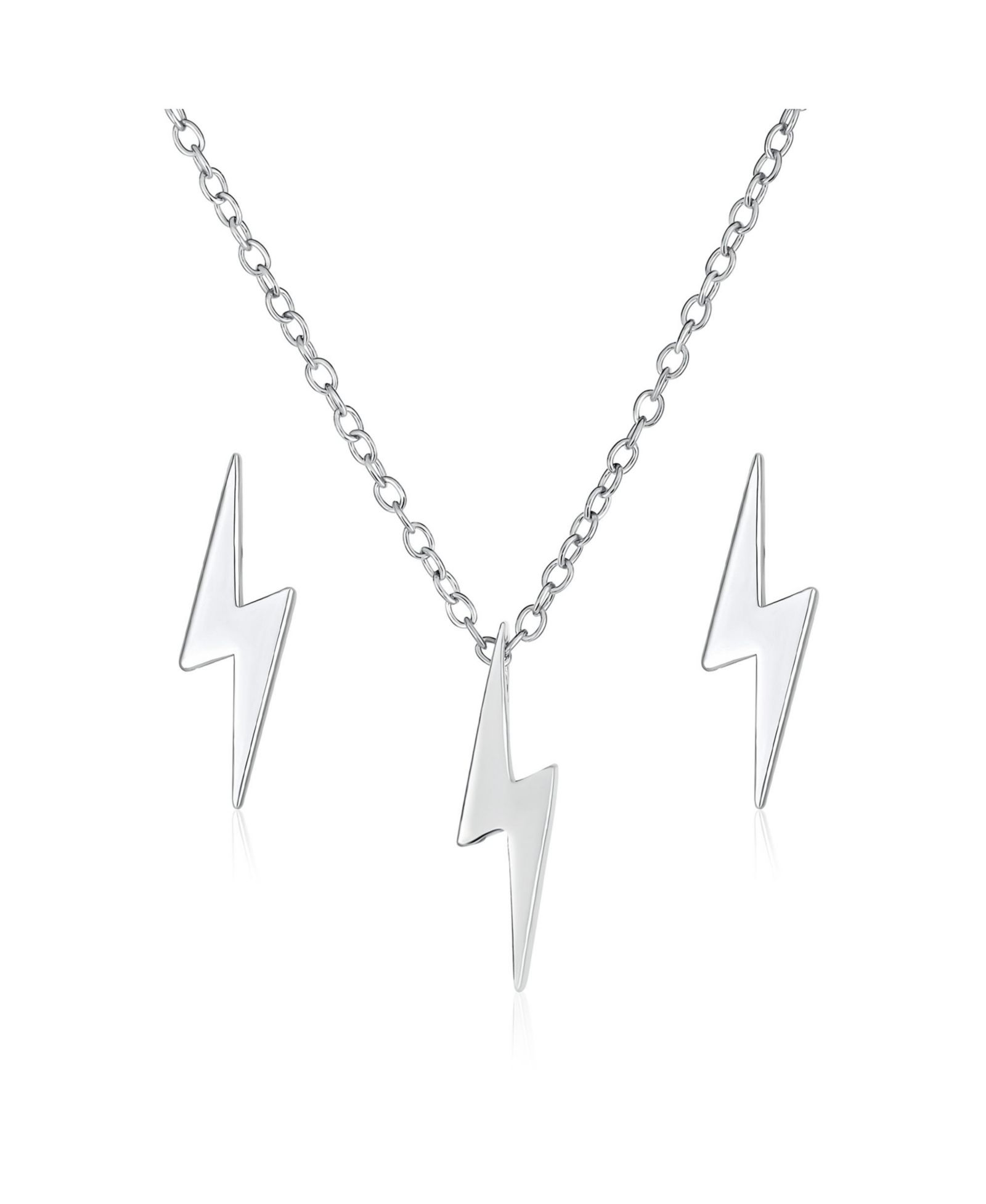 Набор Bling Jewelry Minimalist Lightning Bolt Pendant Necklace и серьги-гвоздики