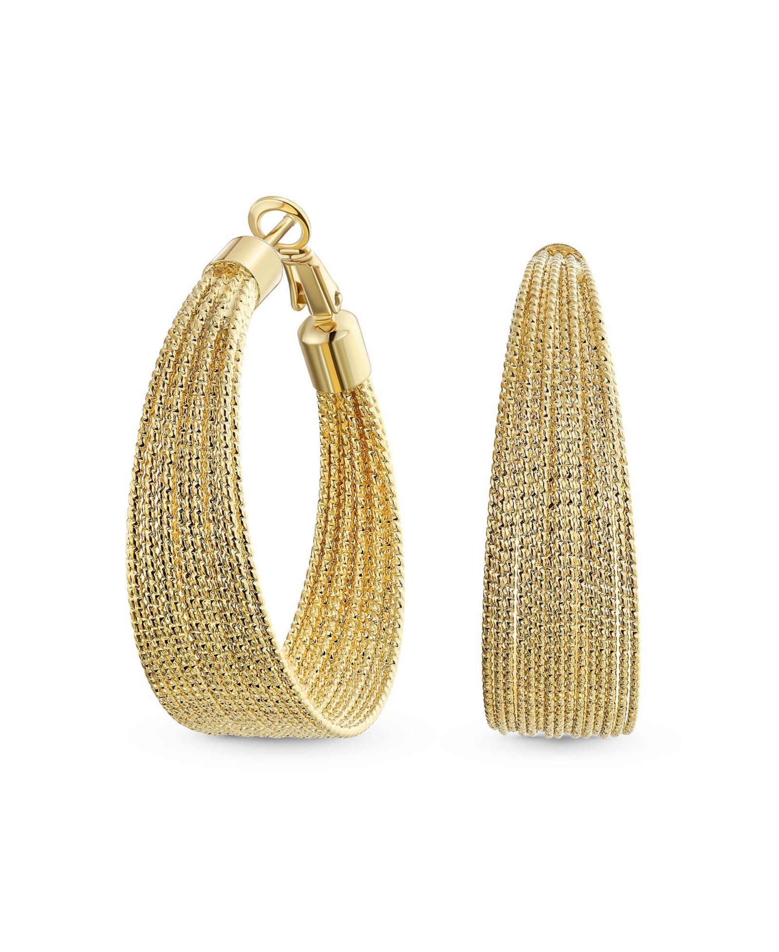 Серьги Bling Jewelry Multi Cable Hoop Huggie Plated Brass