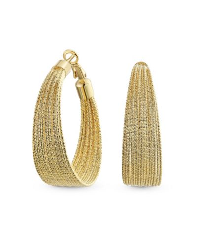 Bling Jewelry Diamond-Cut Multi Cable Wide Large Hoop Earrings 1.50" Yellow Gold Plated