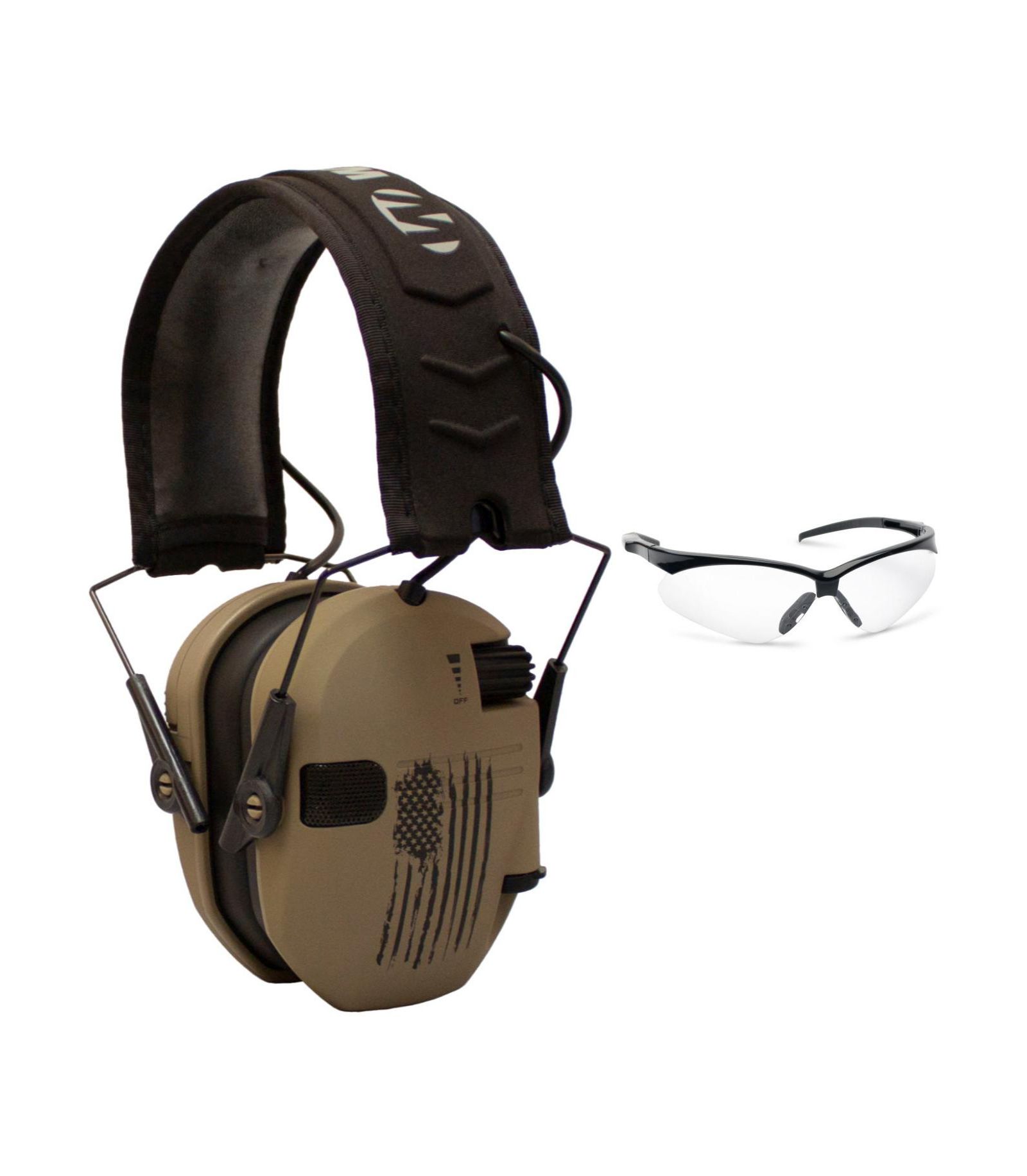 Walkers набор: защитные наушники Shooting Muffs (Distressed Flag) и очки