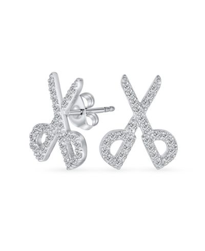 Серьги-гвоздики Bling Jewelry из стерлингового серебра.925 с акцентом CZ в виде ножниц