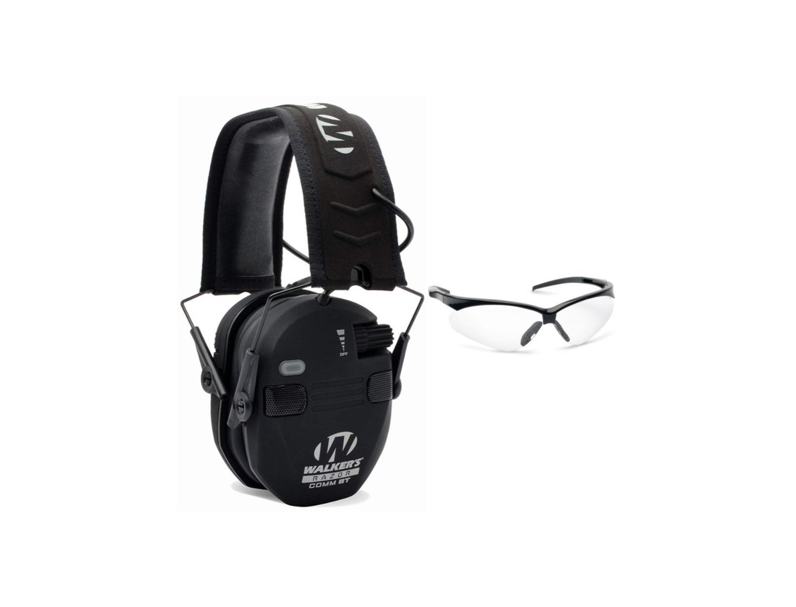 Комплект Walker's Razor Slim Electronic Quad Muff Black с защитными очками Clear