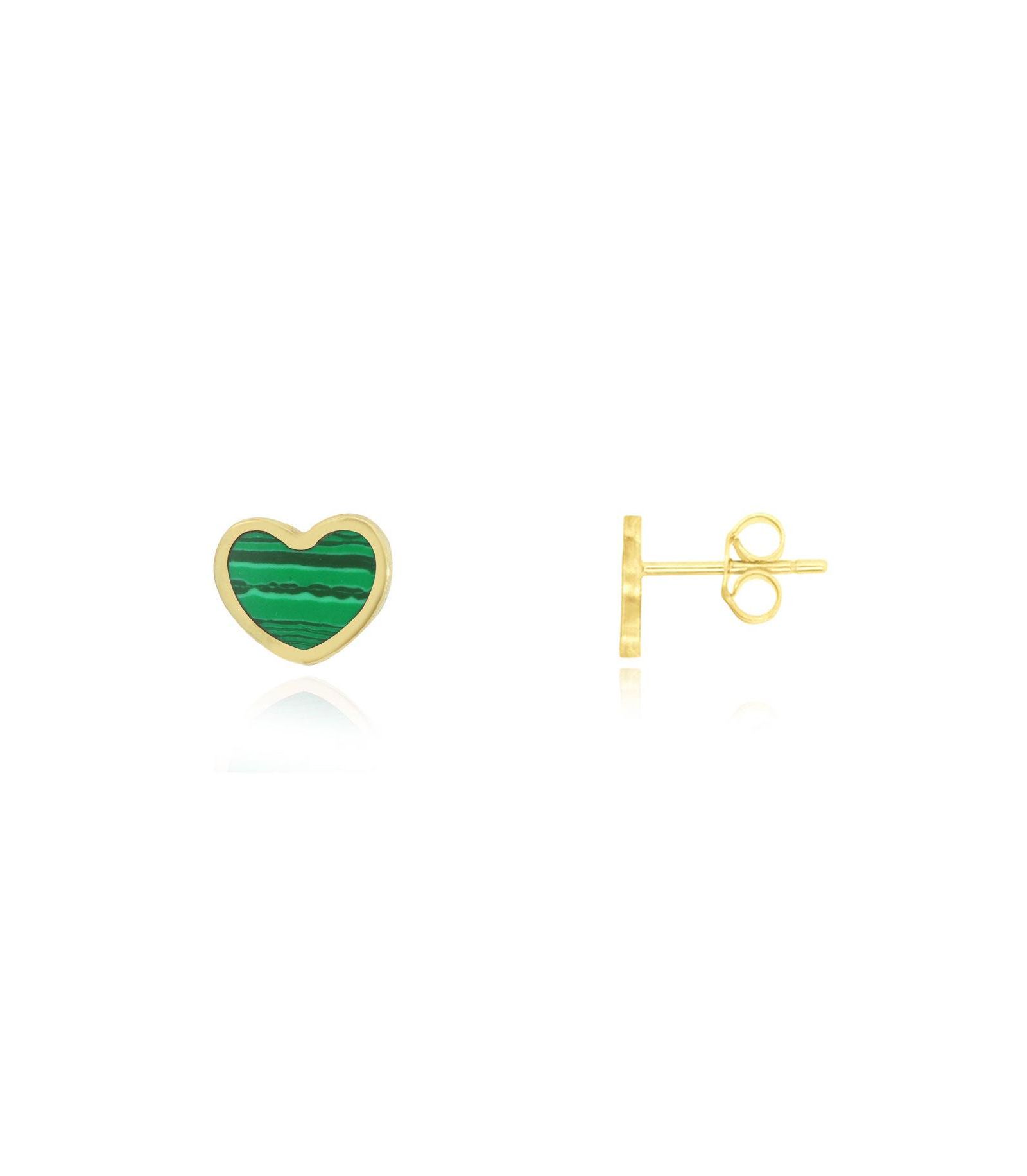Серьги-гвоздики The Lovery Mini Malachite Heart