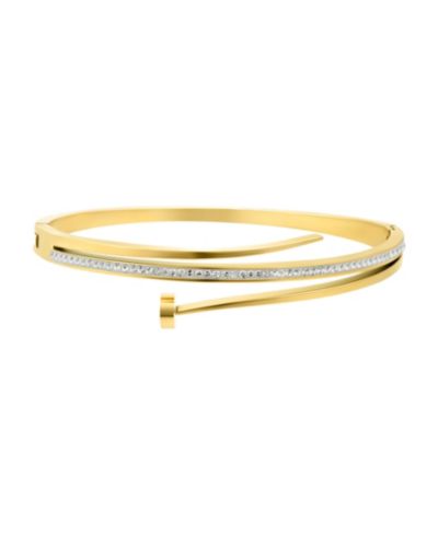 ADORNIA Tarnish Resistant Gold Pave Nail Bangle Bracelet