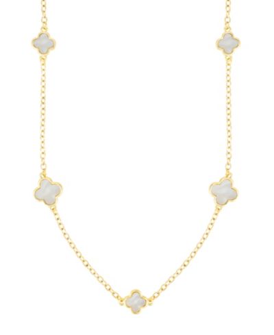 ADORNIA Gold Mother of Pearl Flower 36" Station Necklace