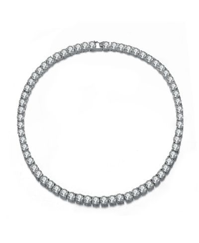 Genevive White Gold Plated Brilliant 8MM CZ Eternity Tennis Necklace
