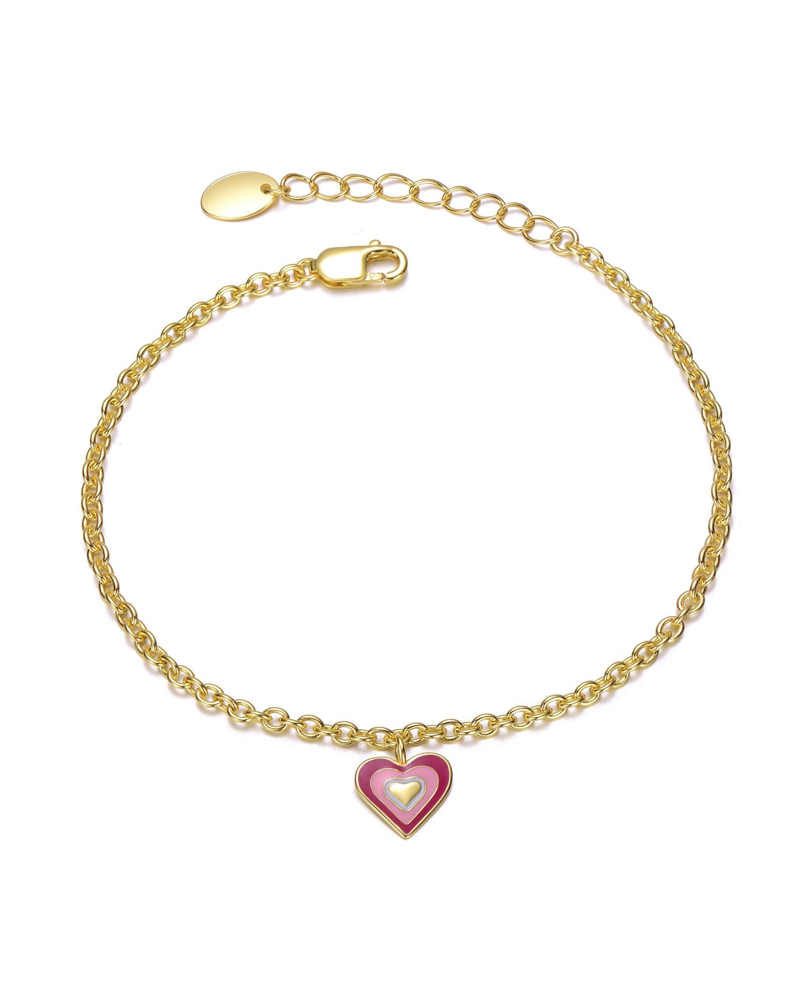 GiGiGirl Sterling Plated Colored Enamel Halo Heart Charm Bracelet