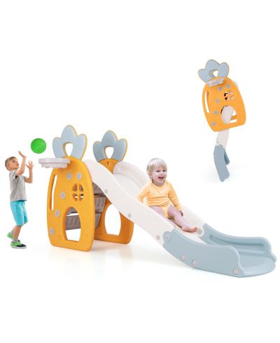 Slickblue Foldable Slide with Basketball Hoop, Ages 3+