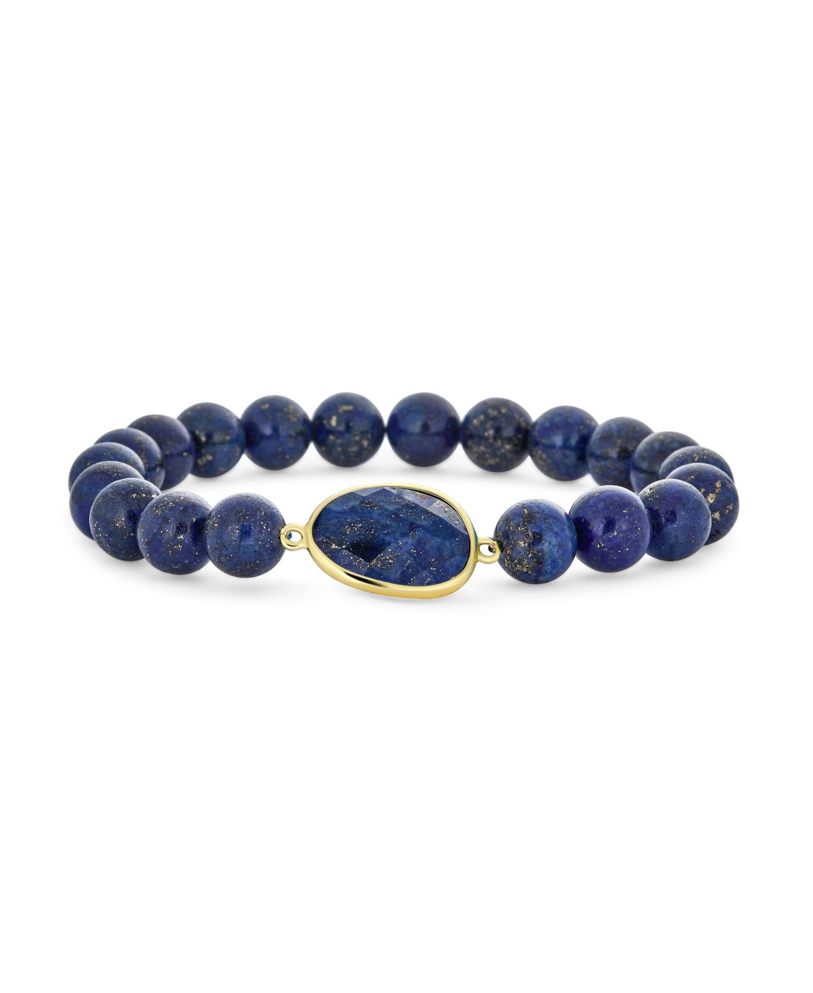 Bling Jewelry Blue Lapis Lazuli Gemstone Statement 8MM Stackable Bead Stretch Bracelet