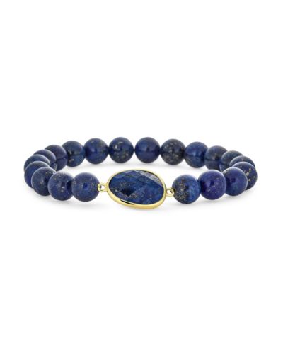 Bling Jewelry Blue Lapis Lazuli Gemstone Statement 8MM Stackable Bead Stretch Bracelet