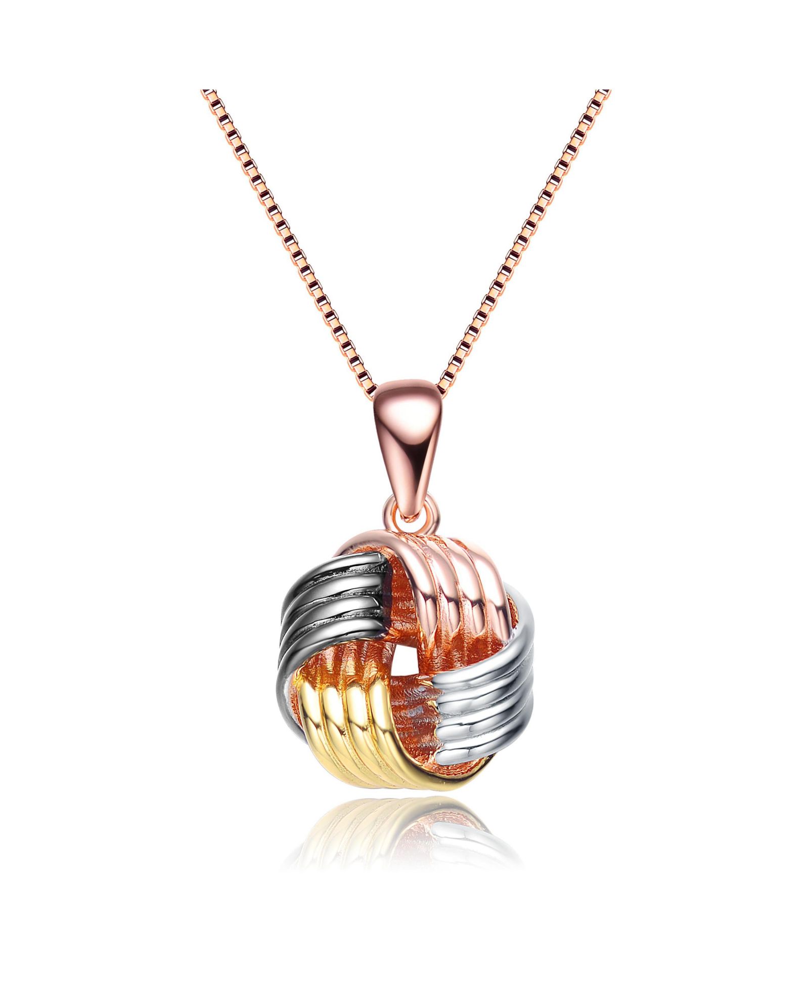 Женское изысканное подвесное ожерелье Genevive Sterling Tri-Tone Knot