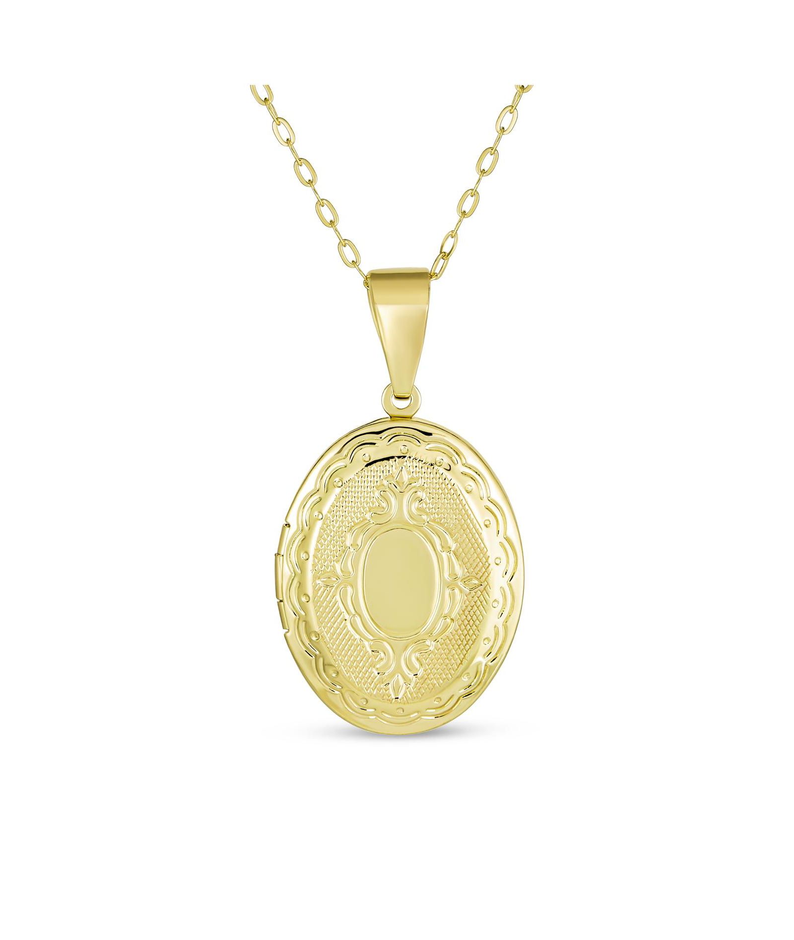 Ожерелье Bling Jewelry Antique Style Oval Locket Etched Leaf Scroll Plated
