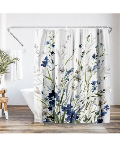 Americanflat Floral Lavender Water-Resistant Polyester Shower Curtain, 71x74